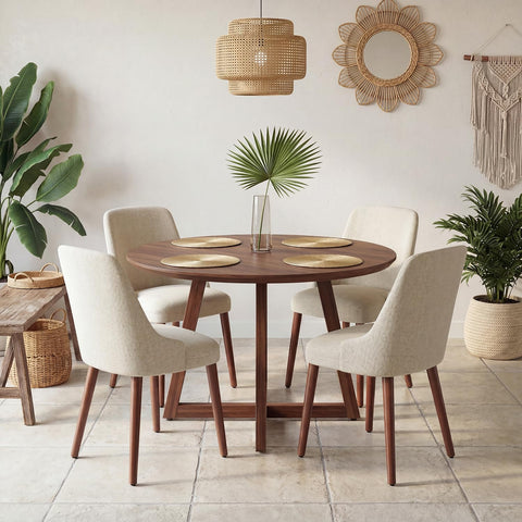 Dining Chairs Set of 4, Upholstered Dining Room Chairs with Ergonomic High Back, Thick Padded Seat, Skin-Friendly Fabric