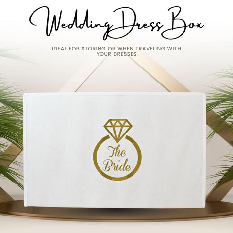 Hoesh UK - White Medium Wedding Dress Box With Lid & Acid Free Tissue - Bridal Gown Storage, Under Bed Clothes Organizer.