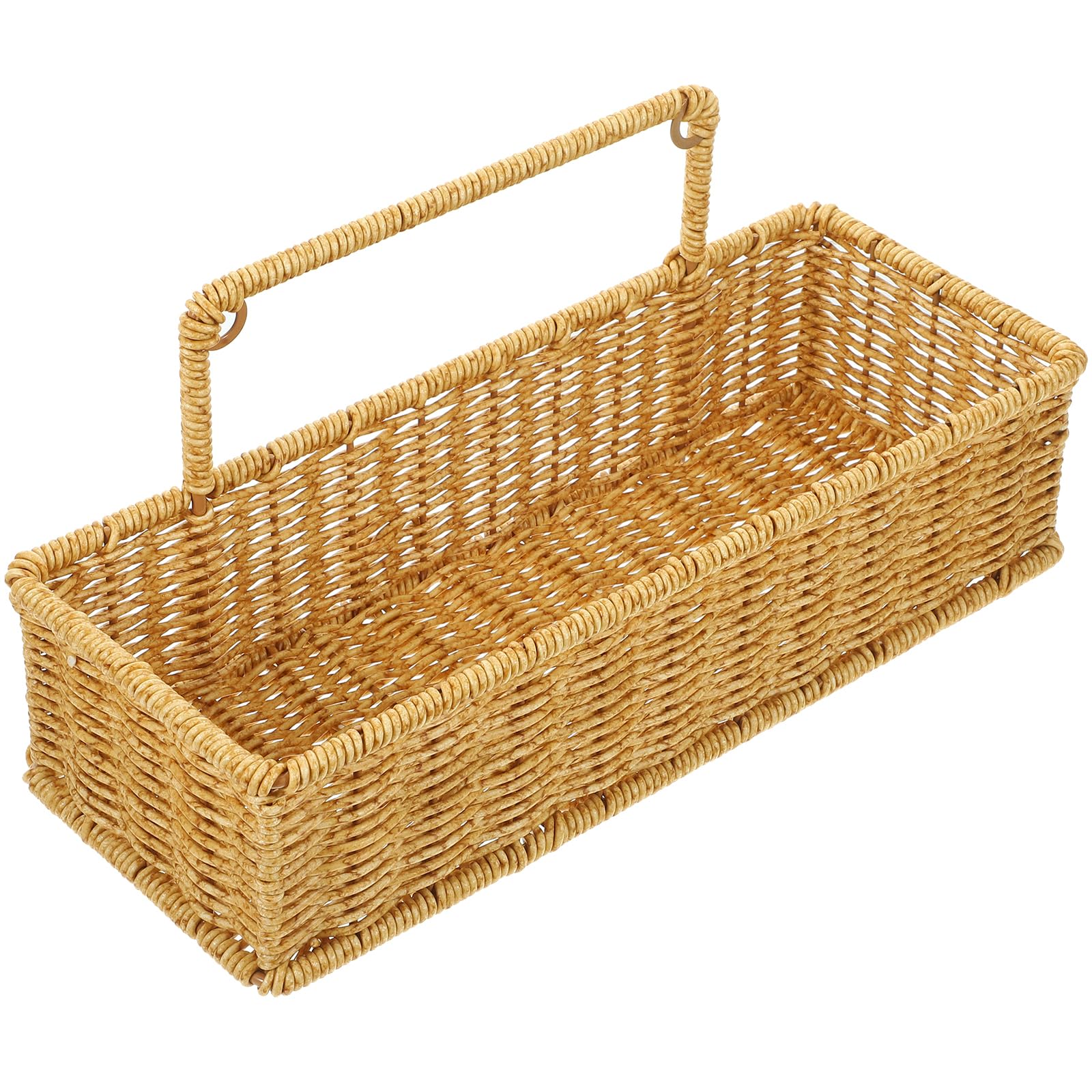 MUCKLILY Imitation Rattan Woven Storage Basket with Handle and Adhesive Hook Bathroom and Kitchen Organizer Space-Saving Single-Layer Design for