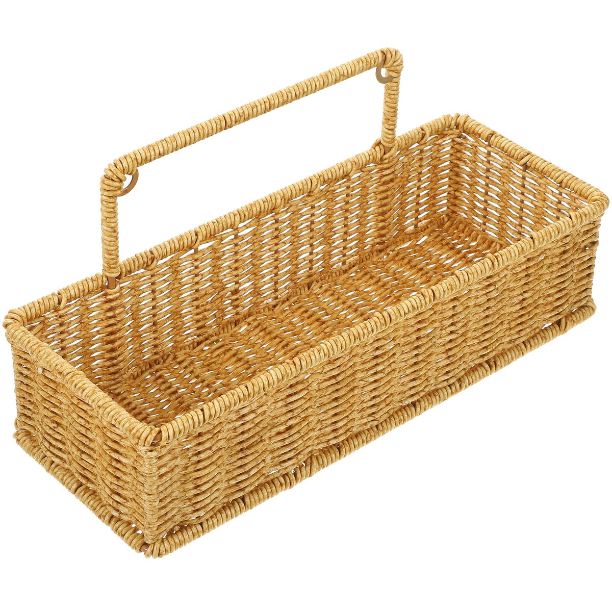 MUCKLILY Imitation Rattan Woven Storage Basket with Handle and Adhesive Hook Bathroom and Kitchen Organizer Space-Saving Single-Layer Design for