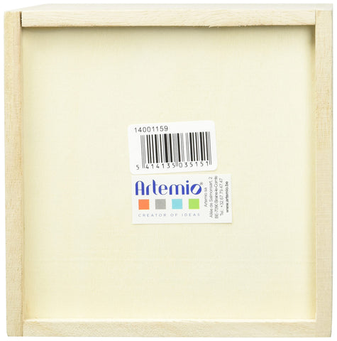 Artemio Square Wooden Tissue Box 14 x 13 x 13 cm, Wood, Beige (Pack of 2)