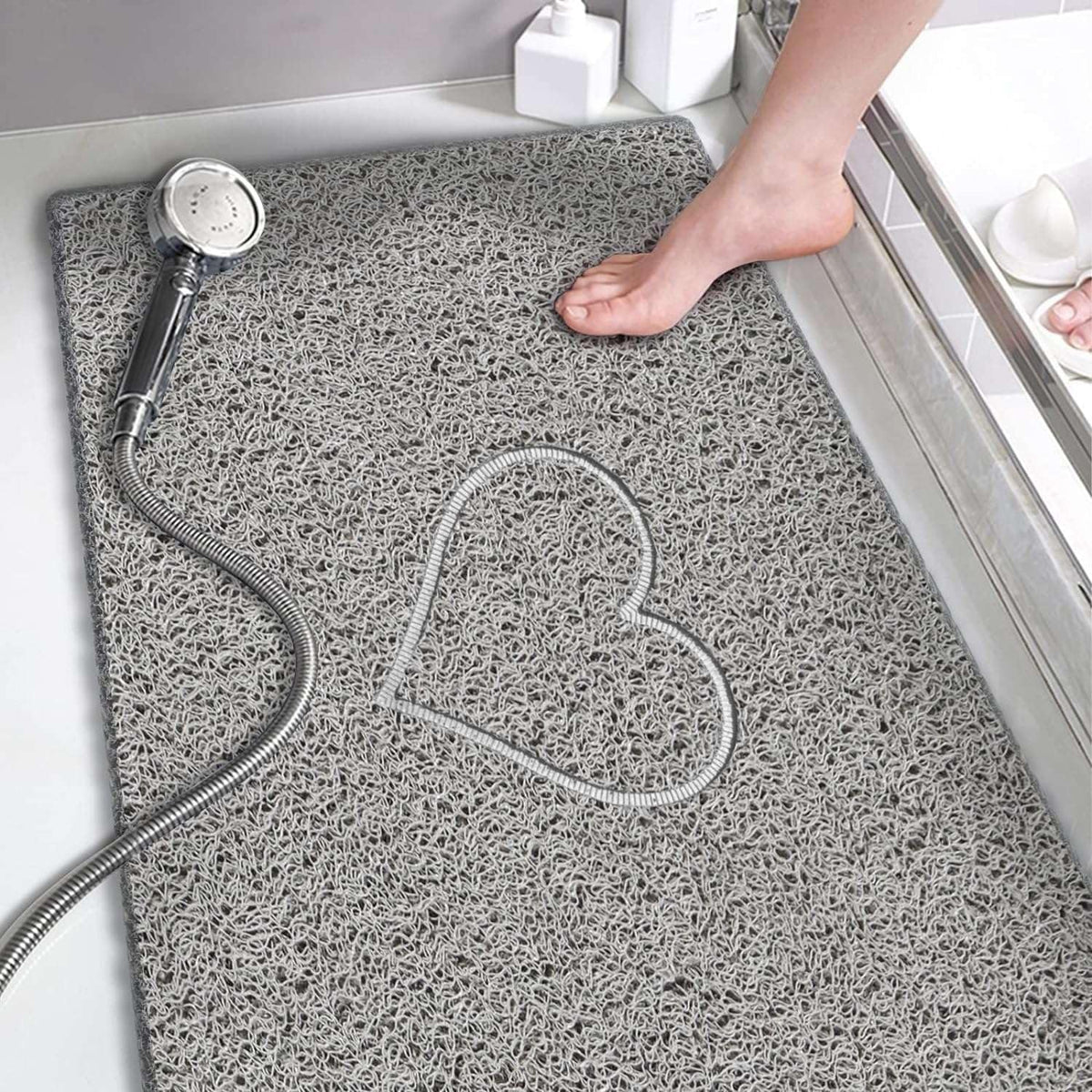 Nicoman Heart Shower Mat Non Slip Anti Mould, 40x60 cm Bath Mats for Inside Shower