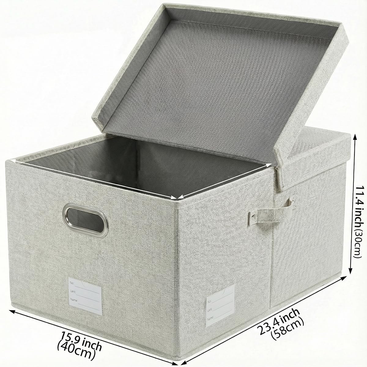 Prandom Storage Boxes with Lids Extra Large,58x40x30cm,Beige[3-Pack]
