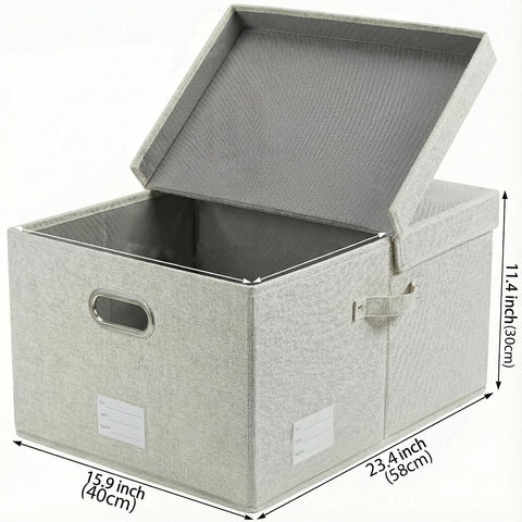 Prandom Storage Boxes with Lids Extra Large,58x40x30cm,Beige[3-Pack]