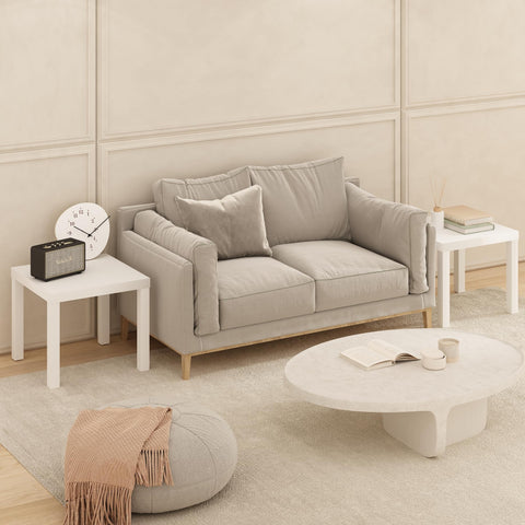 Furinno CLASSIC Coffee Table Set of 2, Square Modern Coffee Table with 1.8 Thick Tabletop, Side Table with 4 Legs, for Living Room, Bedroom