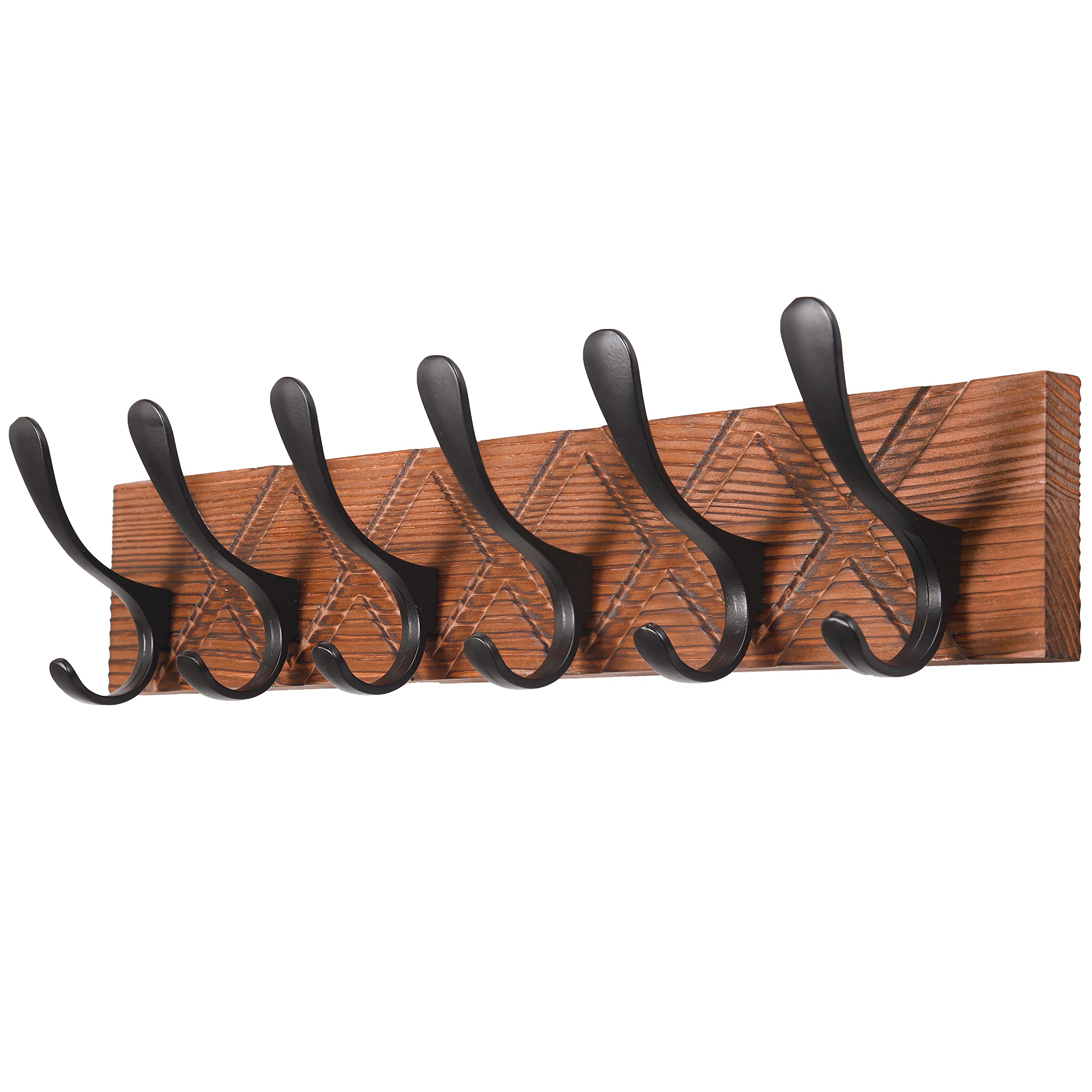 SKOLOO Coat Rack Wall Mount - Antique Wooden Carved- X Cross Coat Hook, Wall Coat Hanger with 6 Hooks for Hanging Coats, Hats, Clothing, Scarfs