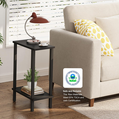 TUTOTAK Small Side Table, Narrow End Table, Skinny Sofa Table, Slim Nightstand, Living Room, Bed Room, Black TB01BK062EU