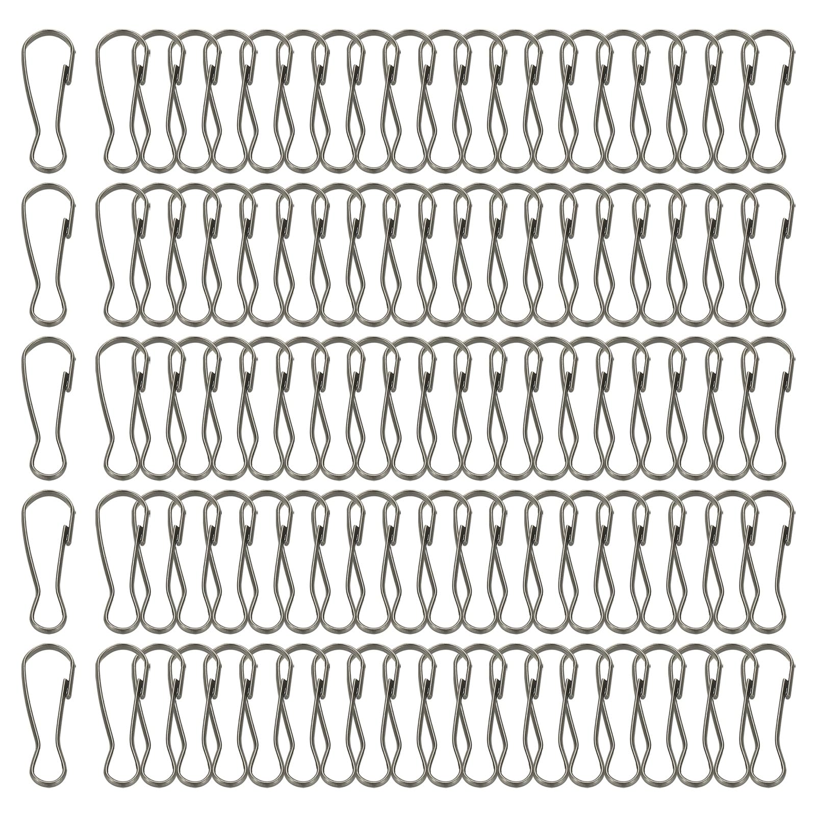 PATIKIL Lanyard Hooks Flag Pole Clip, 100 Pcs 20x7.1x1.9mm Stainless Steel 304 Spring Snap Hook Metal Clips Clasp for Key Chain Key Rings ID Card
