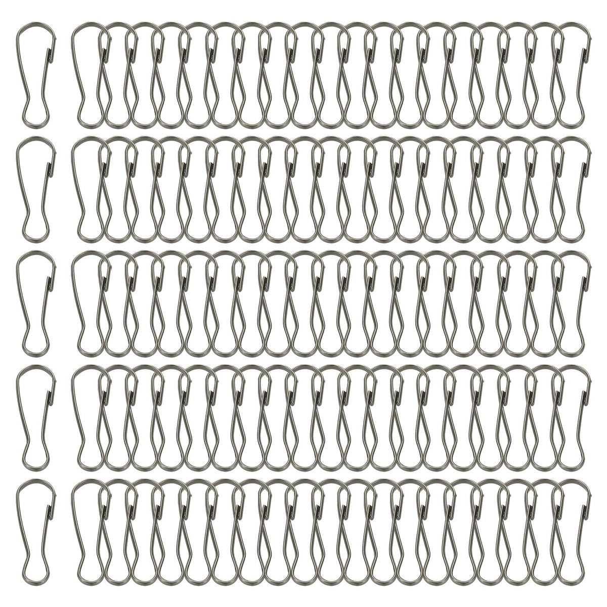 PATIKIL Lanyard Hooks Flag Pole Clip, 100 Pcs 20x7.1x1.9mm Stainless Steel 304 Spring Snap Hook Metal Clips Clasp for Key Chain Key Rings ID Card