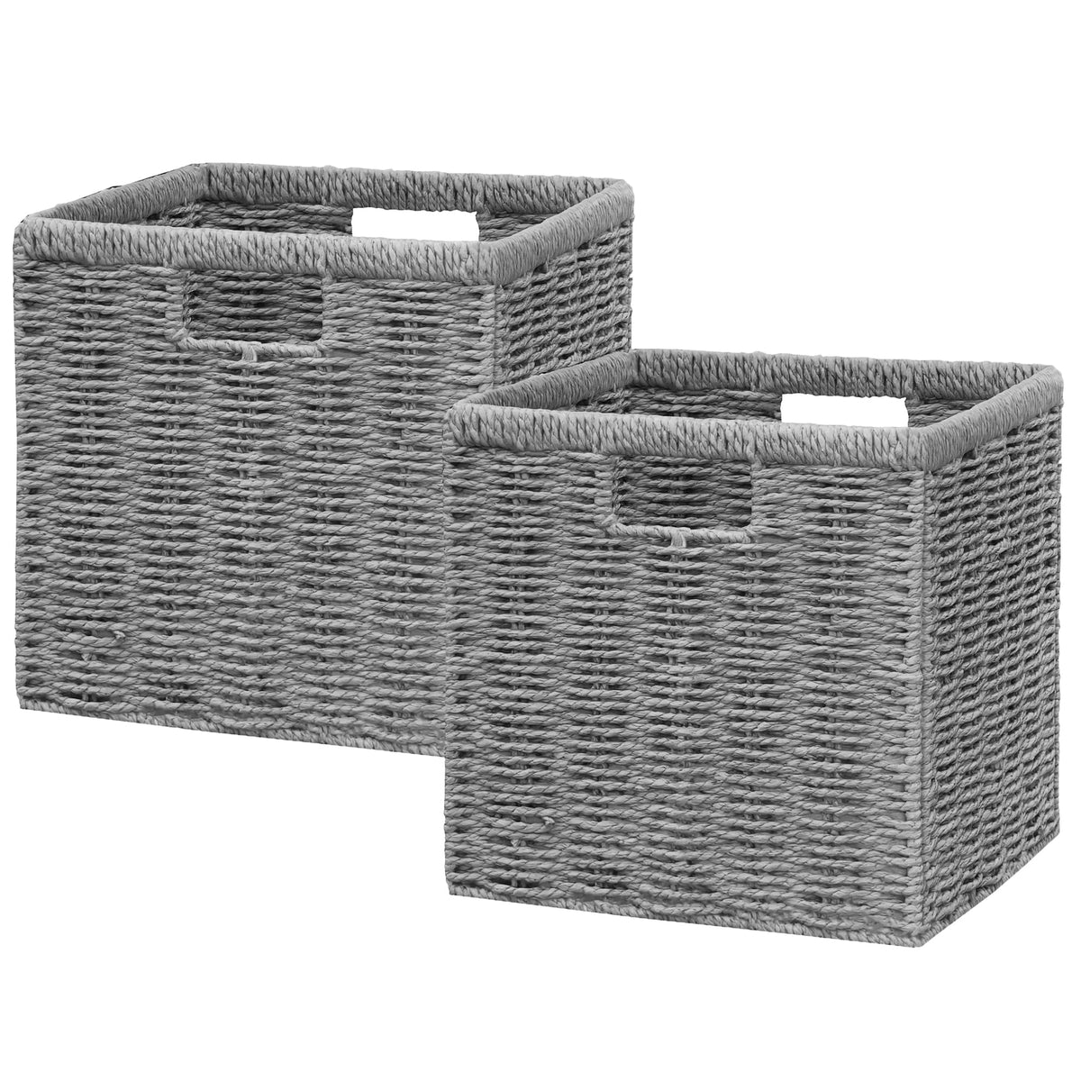 Vagusicc Wicker Storage Basket, Foldable Storage Cubes Organizer Bins, Handwoven Storage Baskets for Shelves Closet Wardrobe Bathroom