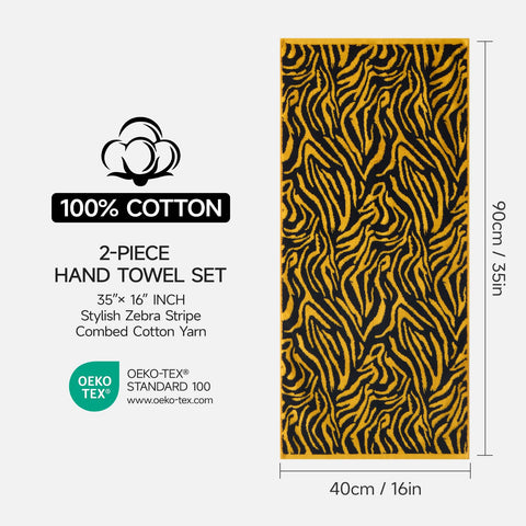 REDKISS 2 Pack Yellow Striped Hand Towels for Bathroom, Great for Daily Use