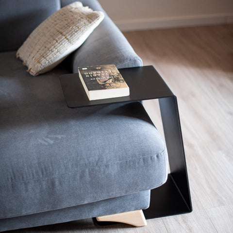 MILUKA Black Side Table Living room | C Table as a Small Coffee Table for Sofa, Slim Bedside Table or Under Sofa table | Narrow Side Table