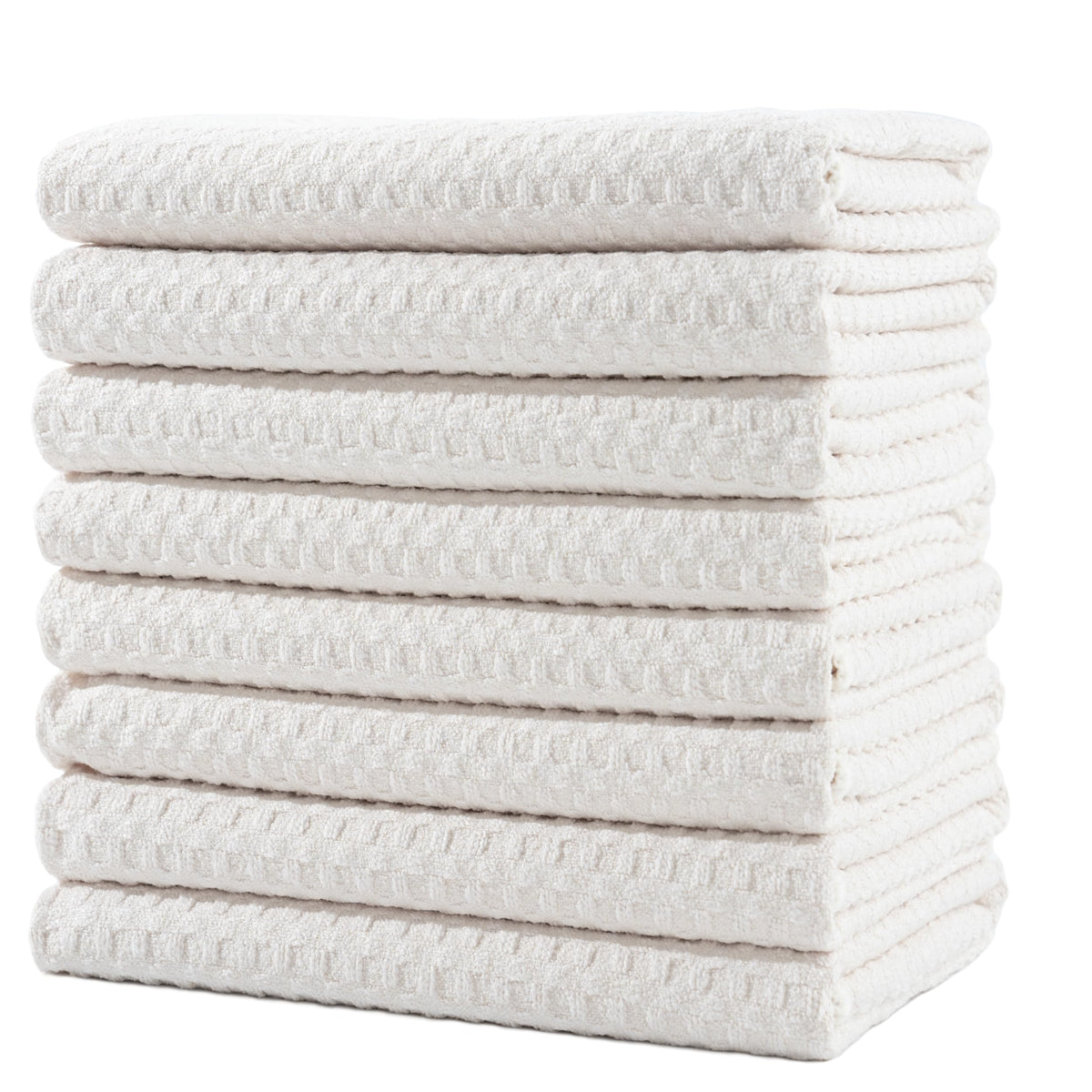 POLYTE 380 GSM Microfibre Waffle Kitchen Tea Towel, 40.6x71.1 cm, 8 Pack