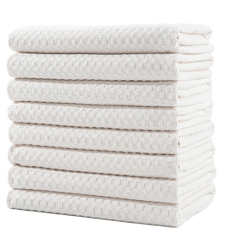 POLYTE 380 GSM Microfibre Waffle Kitchen Tea Towel, 40.6x71.1 cm, 8 Pack