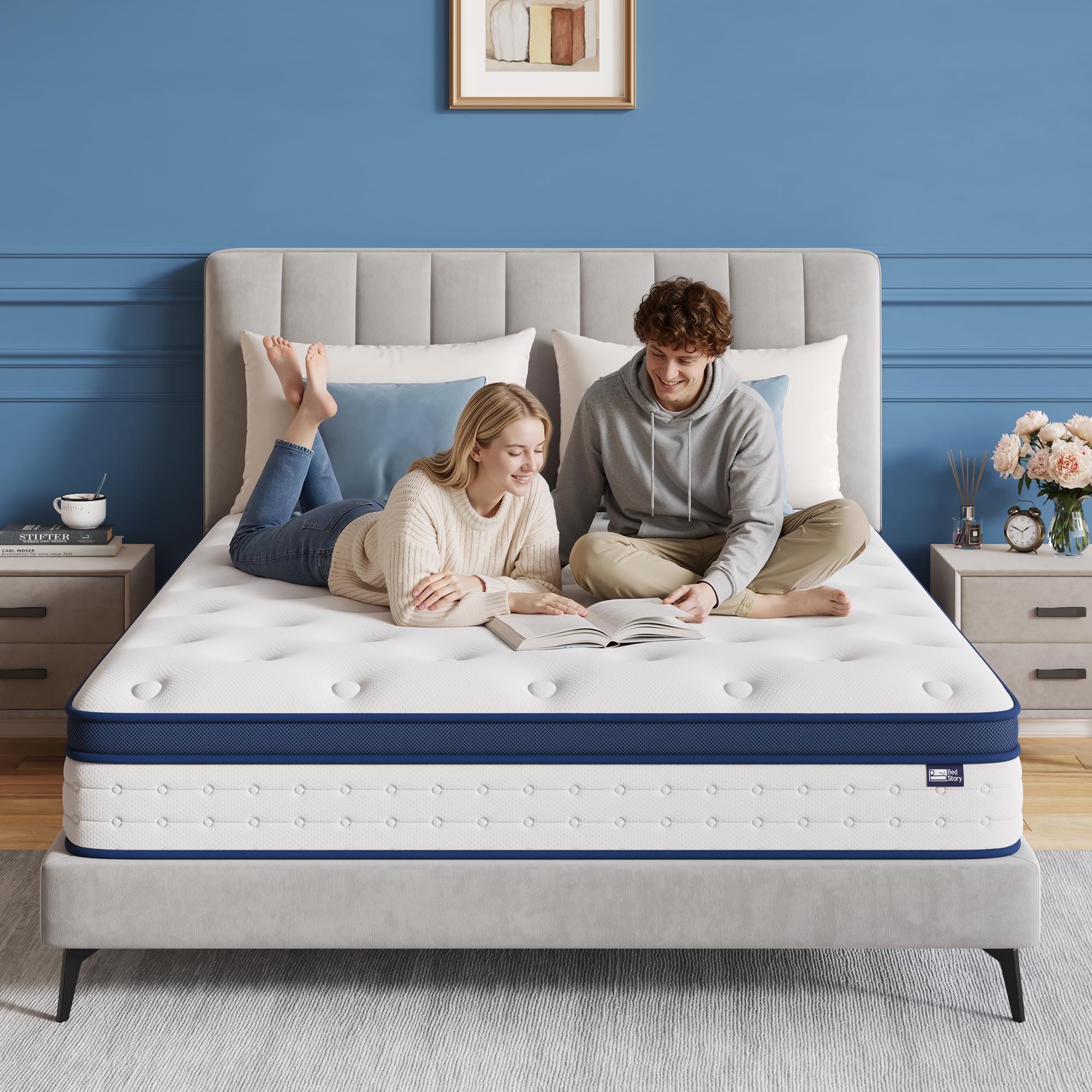 BedStory Single Mattress 3FT, 7.8 Inch Hybrid Mattress, 7-Zone Mattress with Breathable Foam and Individually Pocket Sprung Firm- Extra Lumbar