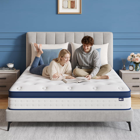 BedStory Small Double Mattress, 7.8 Inch Hybrid Mattress, 7-Zone Mattress with Breathable Foam and Individually Pocket Sprung Firm- Extra Lumbar