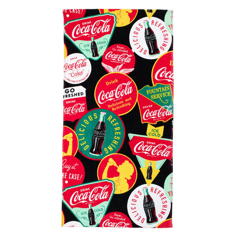 The Gift Scholars Officially Licensed Coca-Cola Pop Art Beach Towel, 140 x 70 cm, Large 'Enjoy' Warhol-Style Print
