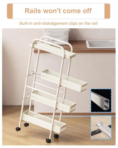 UMDONX Metal Kitchen Storage Trolley with Pull out Basket Narrow 4 Tier