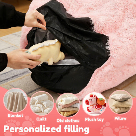 Fluffy Bean Bag Cover No Filler Kids Bean Bag Chair Stuffed Animal Storage