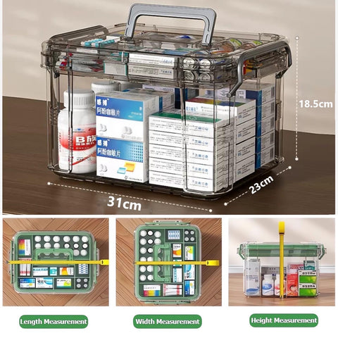 Chililon Medicine Storage Box,Household MedicineStorage Box Organiser,Double Layers Multi Grid Medicine Box,Portable with Lid Medication Storage Box
