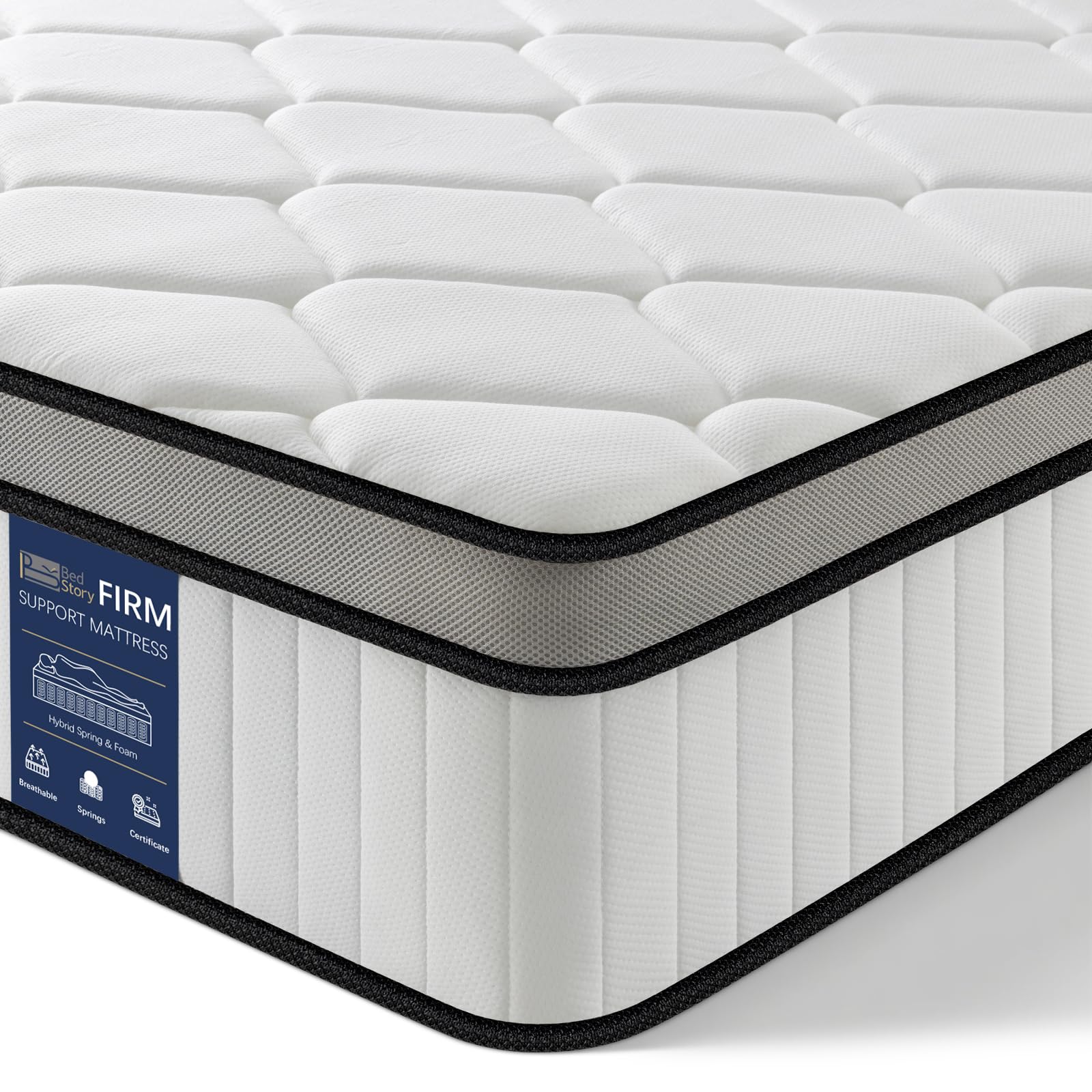 BedStory 4FT Small Double Mattress 10.2 Inch, Medium Firm Hybrid Pocket Sprung Mattress with Breathable Foam, Motion Isolation & Pressure Relief