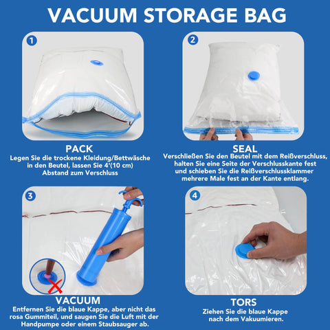 SKERITO Vacuum Bags for Clothes, 8 Jumbo, 100 x 80 cm, Storage Bag, Travel Vacuum Reusable Clothes Bag with Hand Pump