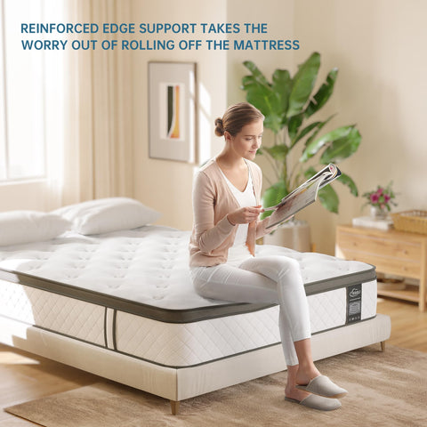 TeQsli 10 Inch Single Mattress Hybrid Medium Firm 7 Zone 90x190x25cm