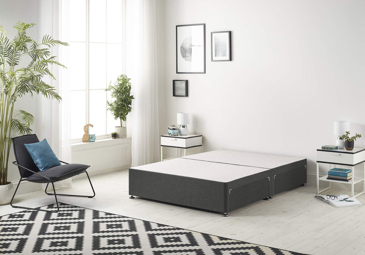 Bed Centre Premier Bed Base with No Drawers and No Headboard - Available in Different Fabrics and Colours (6FT Super King, Tweed Charcoal)