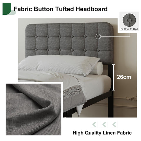 EMODA Small Single Bed Frame with Upholstered Headboard and Footboard