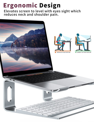 ALASHI Laptop Stand for Desk, Aluminum Computer Riser, Ergonomic Notebook Holder, Detachable Metal Laptops Elevator