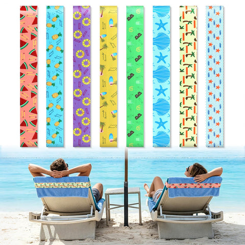 8 Pack Towel Bands for Sun Loungers & Beach Chairs - Windproof & Non-Slip