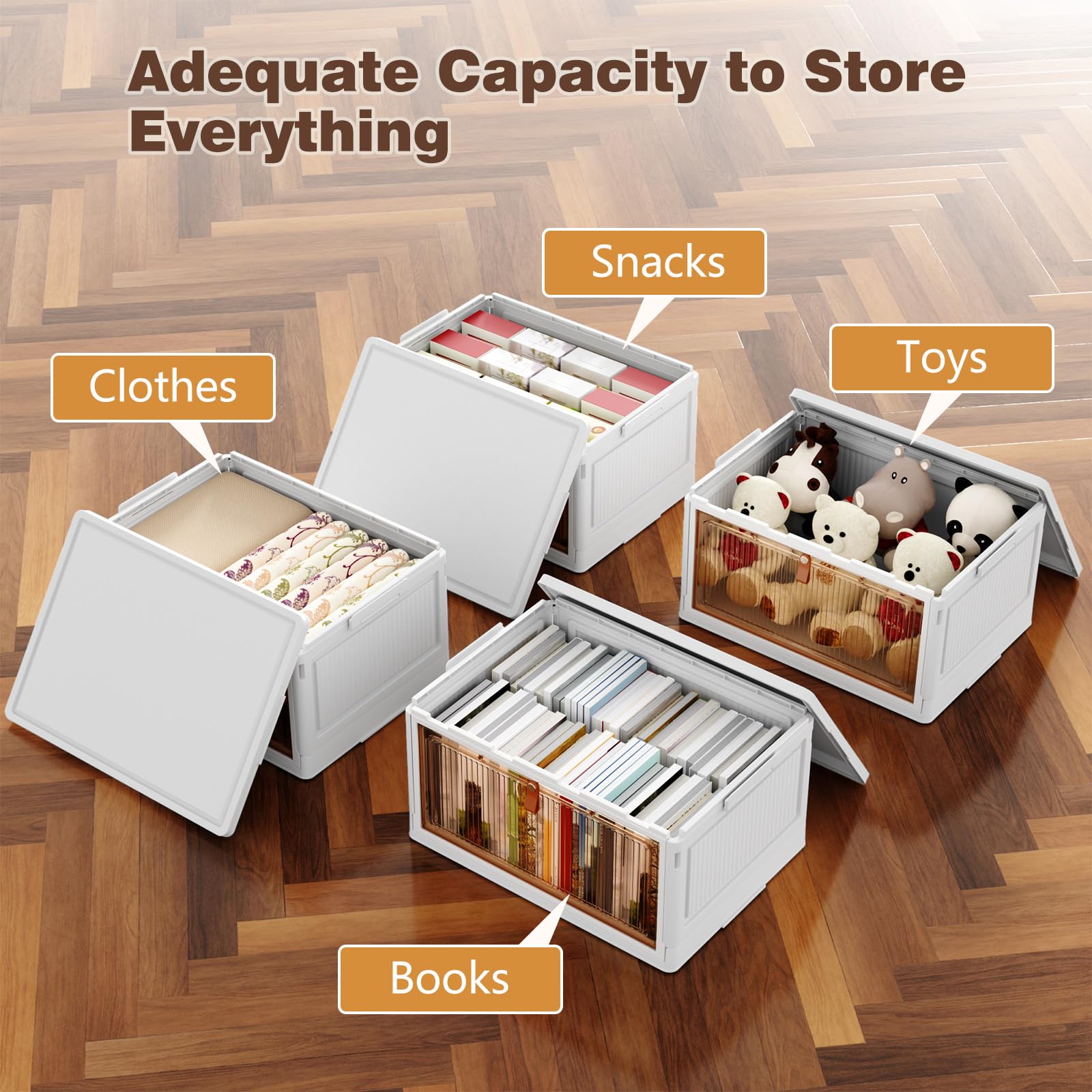 PurKeep Storage Boxes with Lid - 28L*4 Tier Plastic Storage Box with Lid