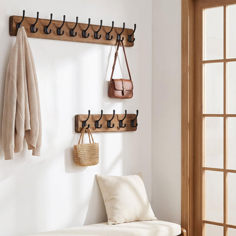 WEBI Coat Rack Wall Mounted,Coat Hooks Wall Mounted,Coat Hanger Wall Wood,5 Hooks for Hanging Coats,Hats,Jacket,Clothes