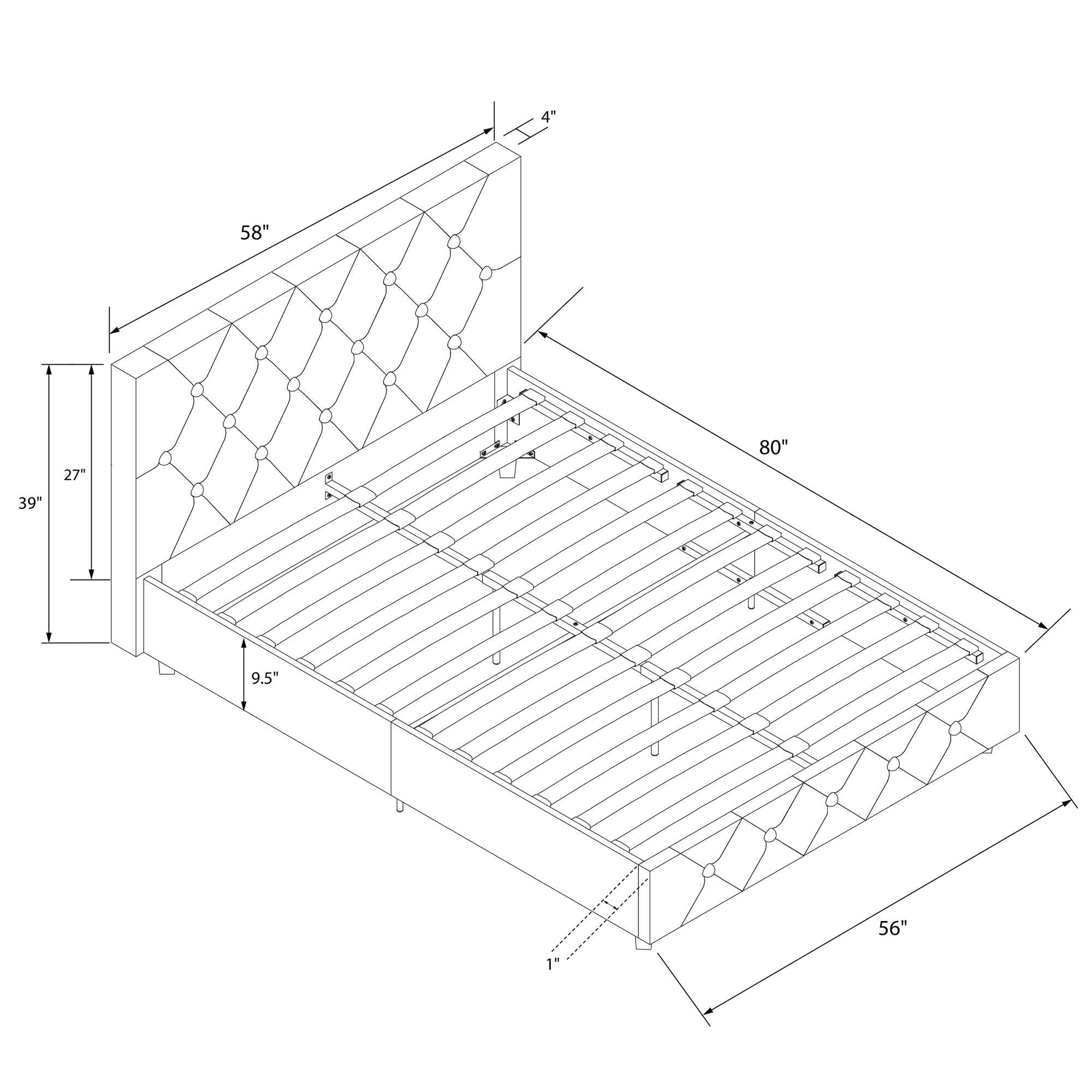 DHP Dakota Upholstered Platform Bed, Black PU Double