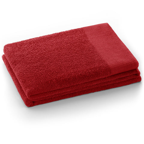 AmeliaHome Set 10pcs 4 Guest Towels 30x50 cm, 4 Towels 50x100 cm and 2 Bath Towels 70x140 cm 100% Cotton Absorbent Dark Red Amari