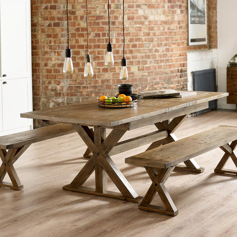 Julian Bowen Chatsworth Extending Table,Reclaimed Pine - H77.5xW220xD97.5cm