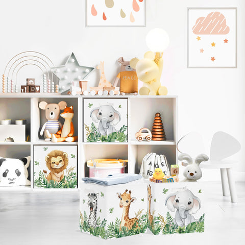 Clastyle 3 pcs Cute Animals Cube Storage Boxes for Shelves Kallax Boxes