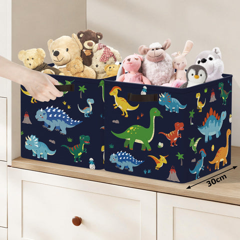 Clastyle 3 pcs Dinosaur Cube Storage Boxes for Shelves Kallax Boxes