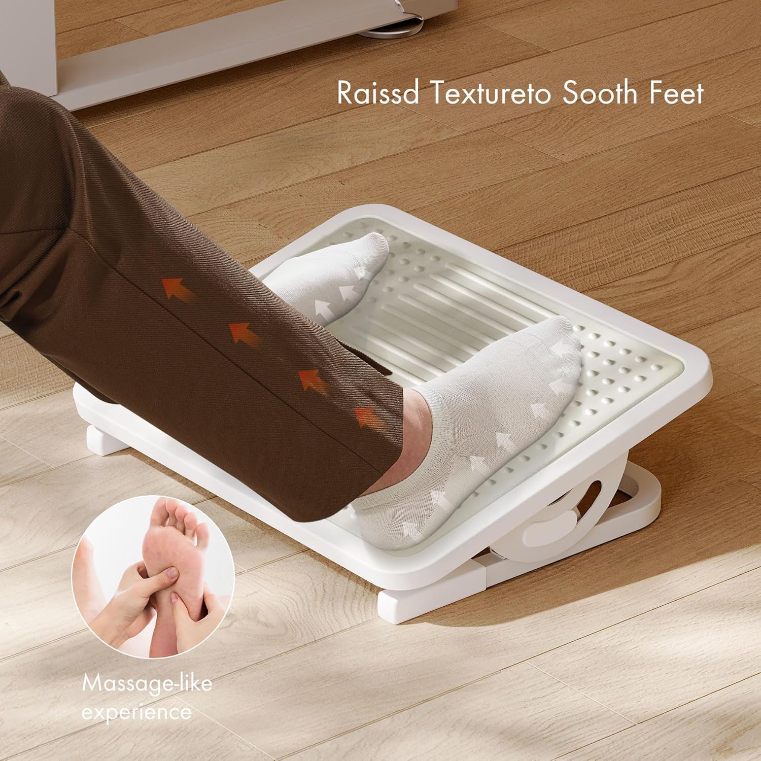EUREKA ERGONOMIC Adjustable Footrest with Massage Surface, Office Desk Footstool for Office and Home, Light Grey