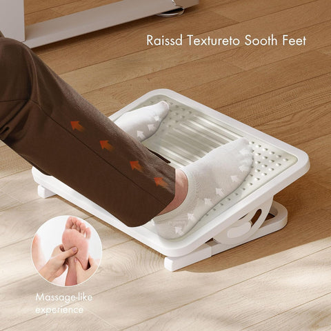 EUREKA ERGONOMIC Adjustable Footrest with Massage Surface, Office Desk Footstool for Office and Home, Light Grey