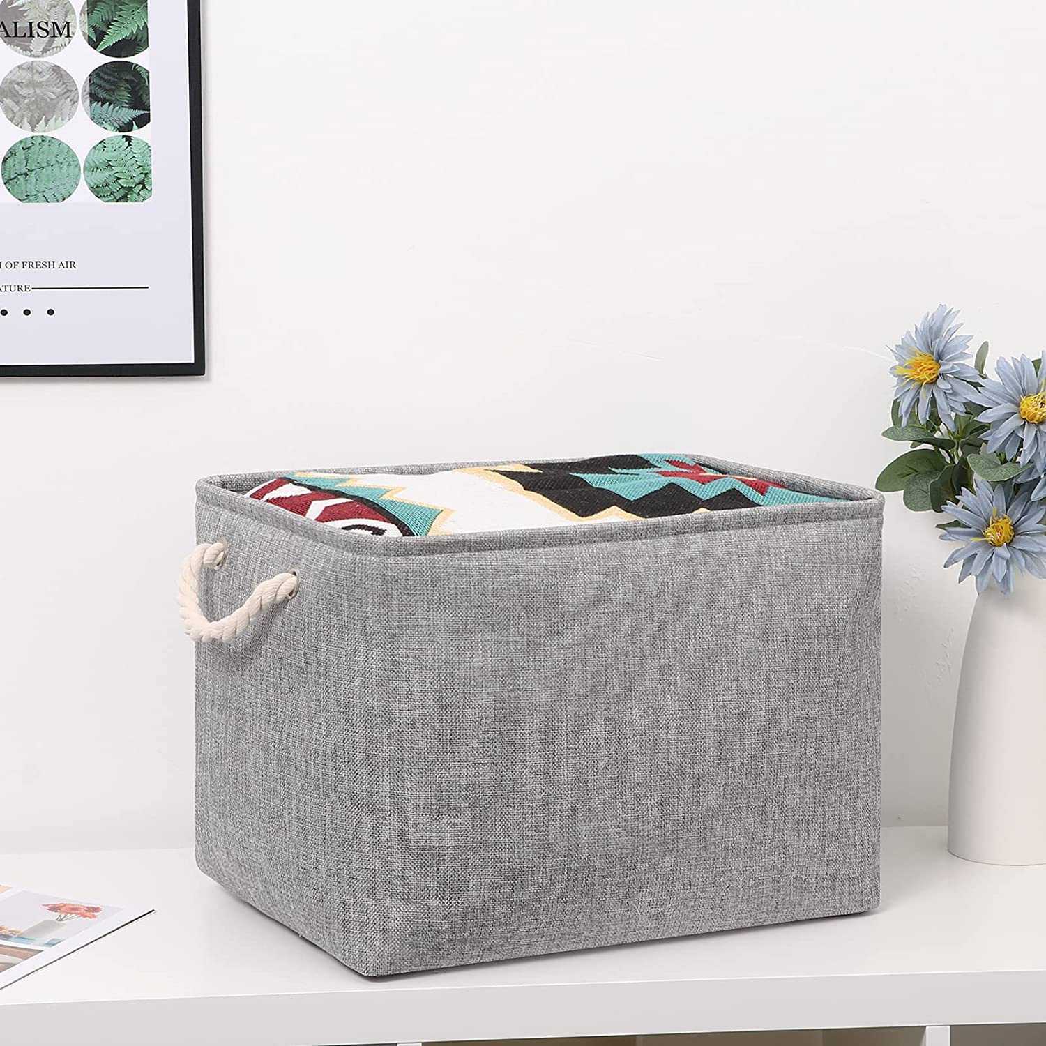 Newthinking 3 Pcs Large Storage Boxes, Fabric Storage Baskets with Handles, Foldable Home Organizer for Living Room, Laundry Room