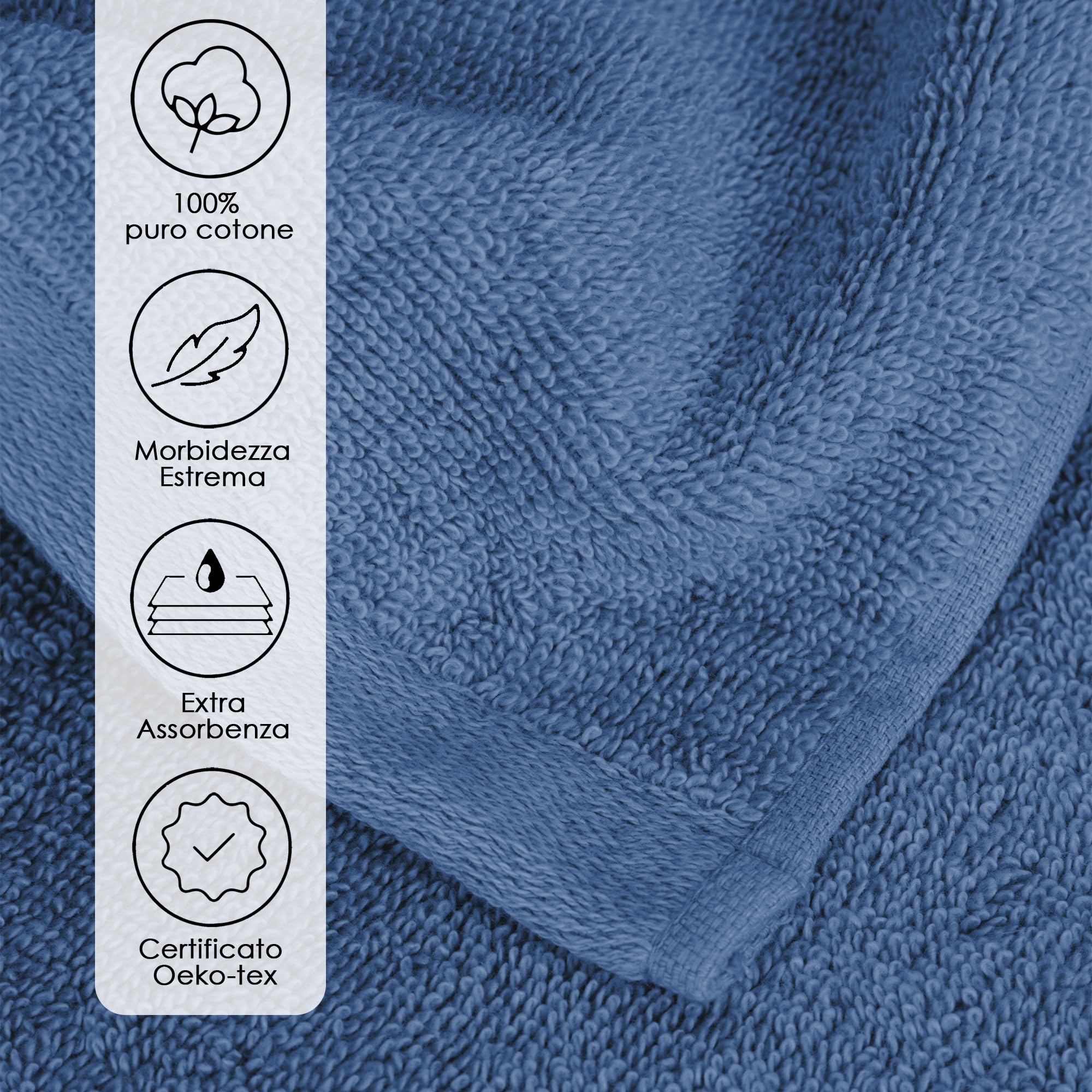 Ruggeri, Set 2 Bath Towels 70x140 cm, Cotton, Blue