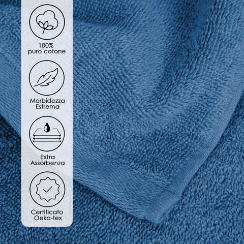 Ruggeri, Set 2 Bath Towels 70x140 cm, Cotton, Blue