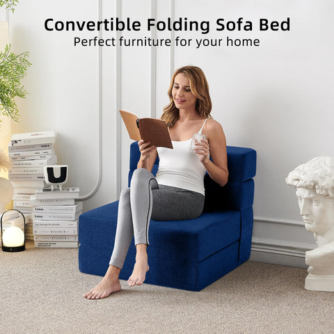 FILUXE Convertible Folding Sofa Bed - Sleeper Chair with Pillow, Modern Linen Fabric Floor & Futon Couch