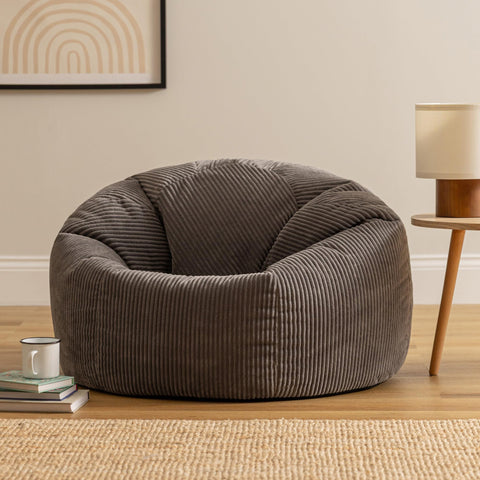 icon Kingston Cord Bean Bag with Filling Included, Set of 2, Grey