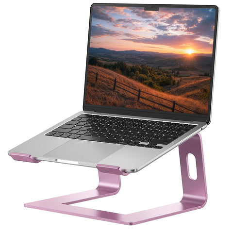 SOUNDANCE Laptop Stand, Aluminum Ergonomic Desk Riser, 10-15.6",Gold Pink
