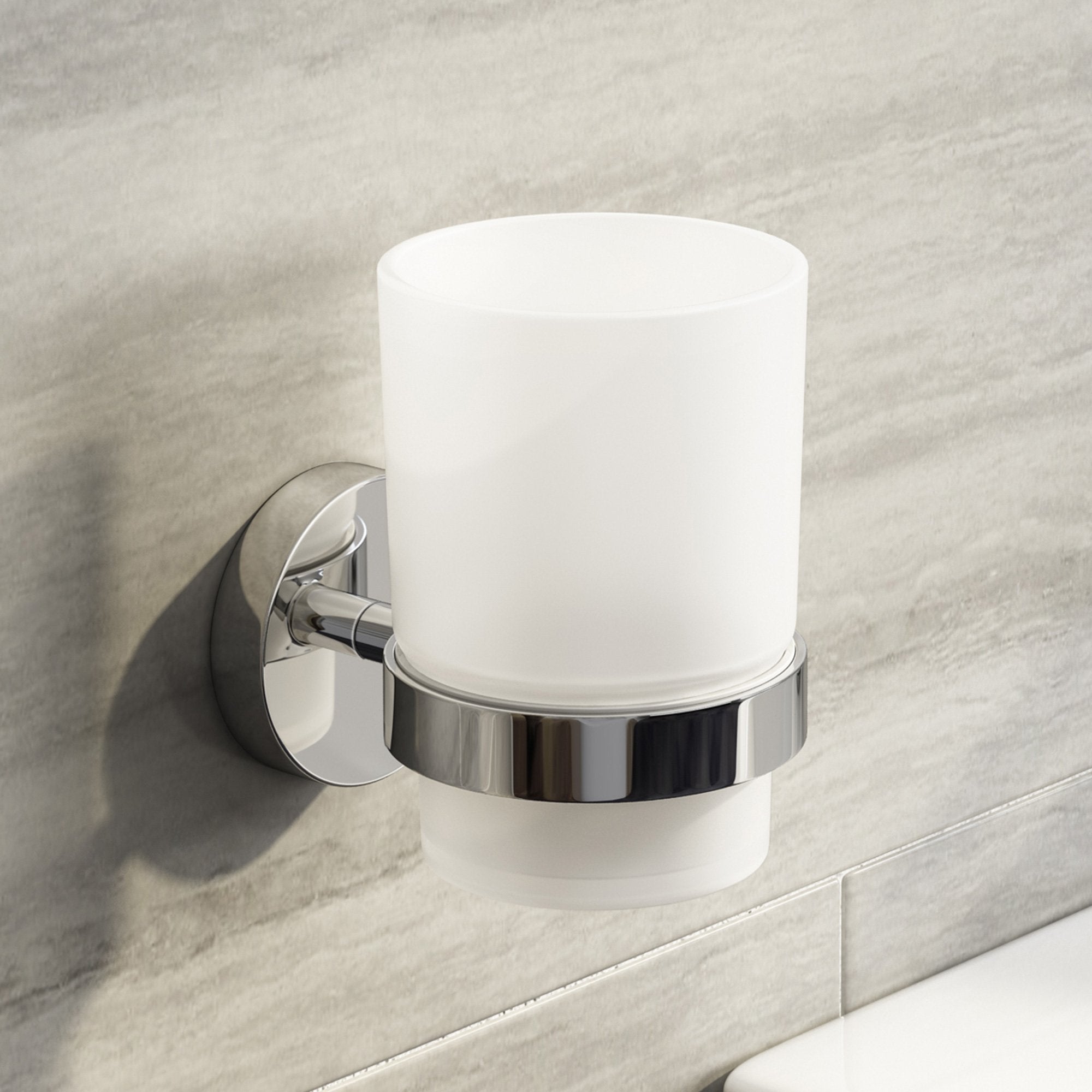 iBathUK Modern Chrome Toothbrush Holder Wall Mounted Tumbler Bathroom Accessory ACC107