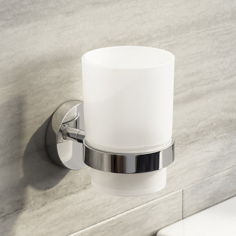 iBathUK Modern Chrome Toothbrush Holder Wall Mounted Tumbler Bathroom Accessory ACC107