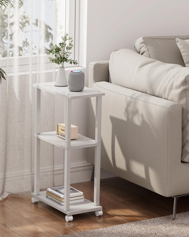 TUTOTAK Small Side Table, Narrow End Table, Bedside Table, Set of 2, Couch Sofa Table with Wheels for Living Room, Bedroom, White V1TB01BW0612EU