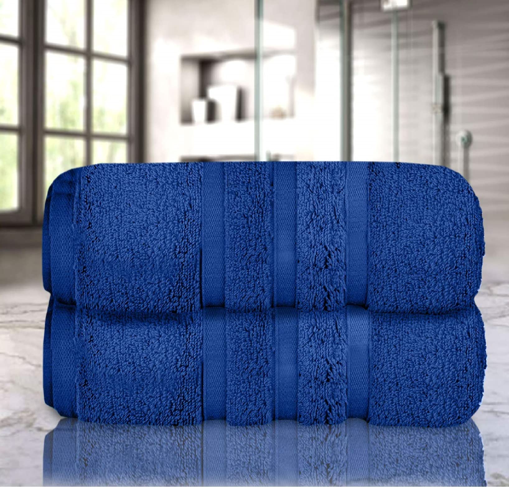 Uk Furniture 2 Pack Extra Large|95x200cm| Super Jumbo Bath Sheet Towels100% Egyptian Cotton 700GSM Super Soft Towel Set. (Blue)